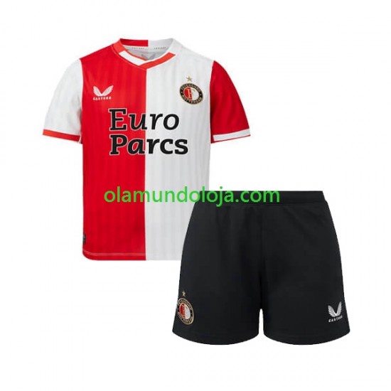 Camisola Feyenoord Rotterdam Criança Equipamento Primeiro 2023-2024 Manga Curta